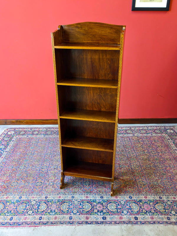 Antique Edwardian Mahogany Slim Narrow Open Bookcase Shelf