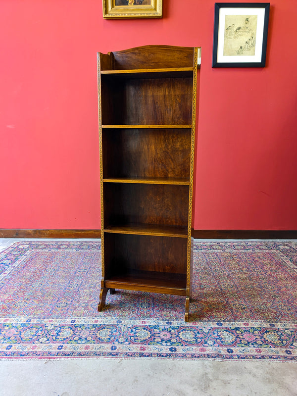 Antique Edwardian Mahogany Slim Narrow Open Bookcase Shelf