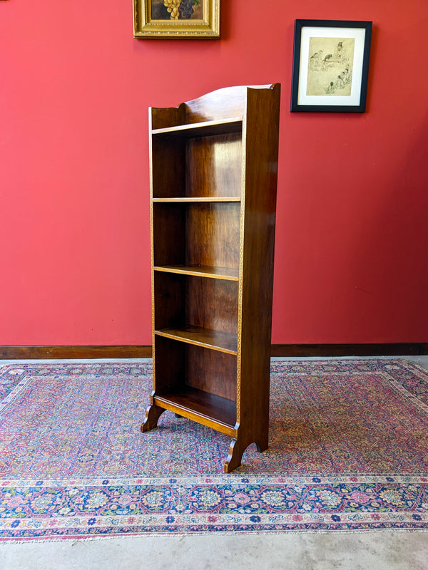 Antique Edwardian Mahogany Slim Narrow Open Bookcase Shelf