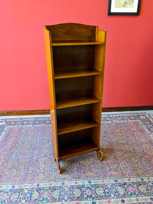 Antique Edwardian Mahogany Slim Narrow Open Bookcase Shelf