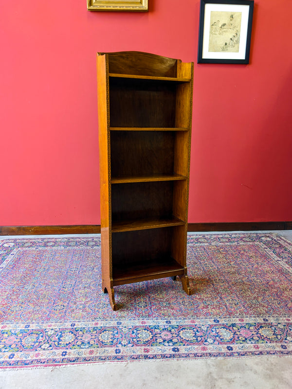 Antique Edwardian Mahogany Slim Narrow Open Bookcase Shelf