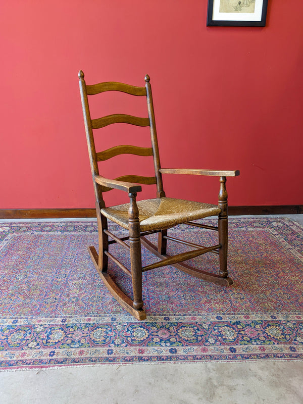 Antique Edwardian Oak Rocking Chair