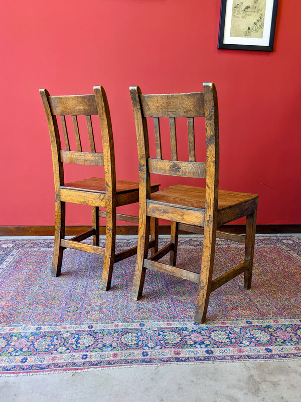 Pair Of Georgian Inlaid Oak Side chairs