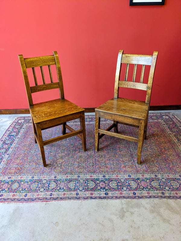 Pair Of Georgian Inlaid Oak Side chairs