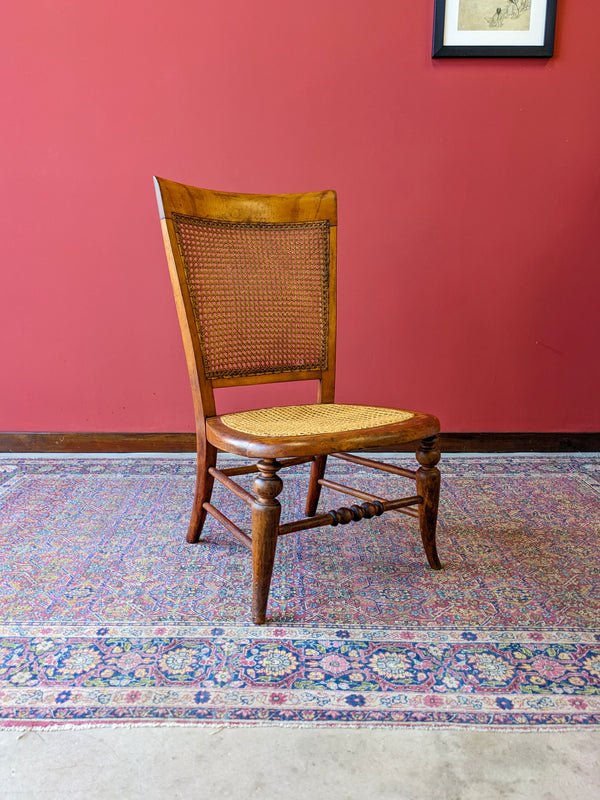 Antique French 19th Century Walnut Bergere Cane Side Chair