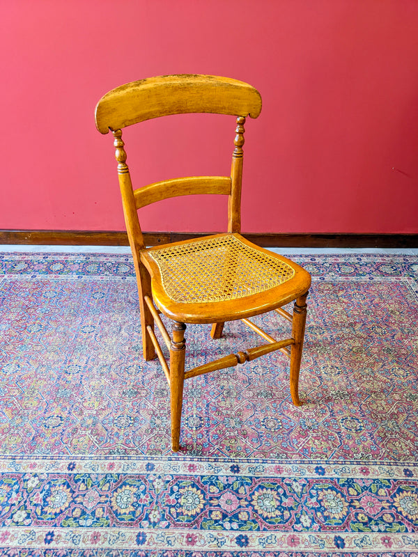 Antique French Walnut Cane Seat Side Chair