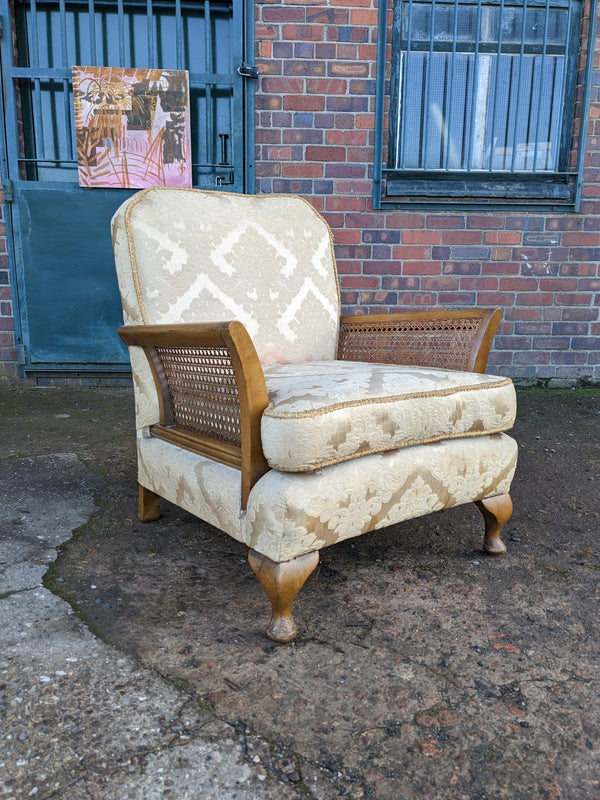 Antique Walnut Upholstered Bergere Armchair