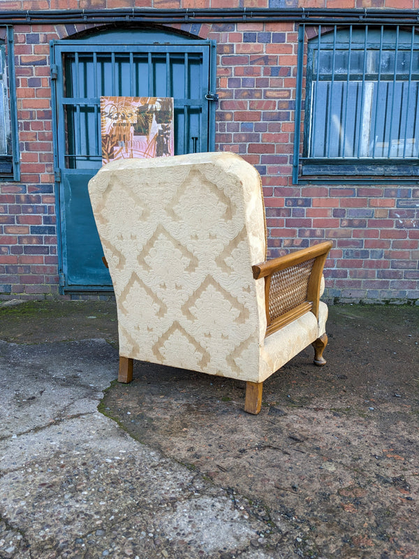 Antique Walnut Upholstered Bergere Armchair