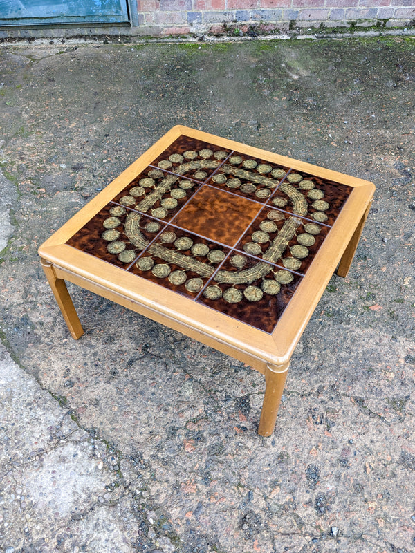 Mid Century Retro Tile Top Square Teak Coffee Table