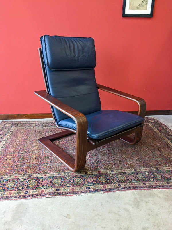 Mid Century Leather Cantilever Lounge Chair / Armchair