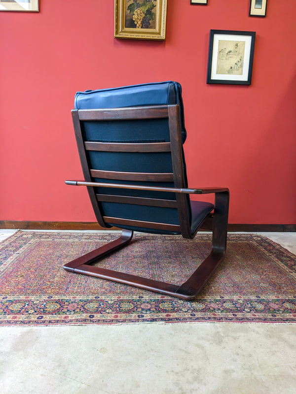 Mid Century Leather Cantilever Lounge Chair / Armchair