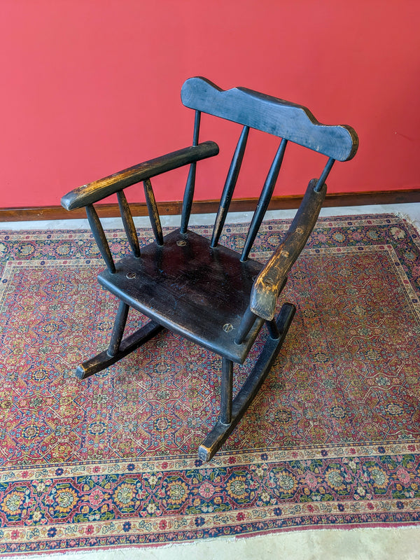 Antique Ebonised Stickback Primitive Rocking Chair