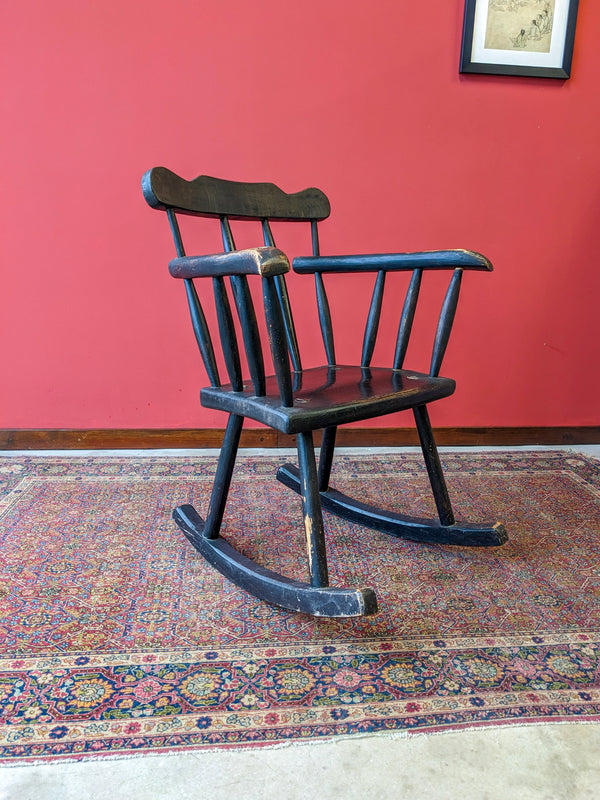 Antique Ebonised Stickback Primitive Rocking Chair