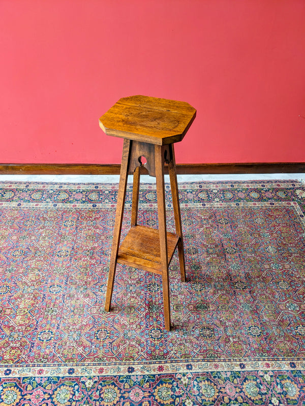 Antique Arts & Crafts Oak Plant Stand / Pot Stand