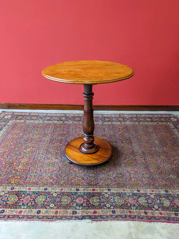 Antique Early Victorian Mahogany Circular Pedestal Side Table / Occasional Table