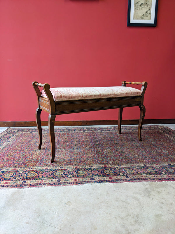 Antique Edwardian Walnut Duet Piano Stool / Bench