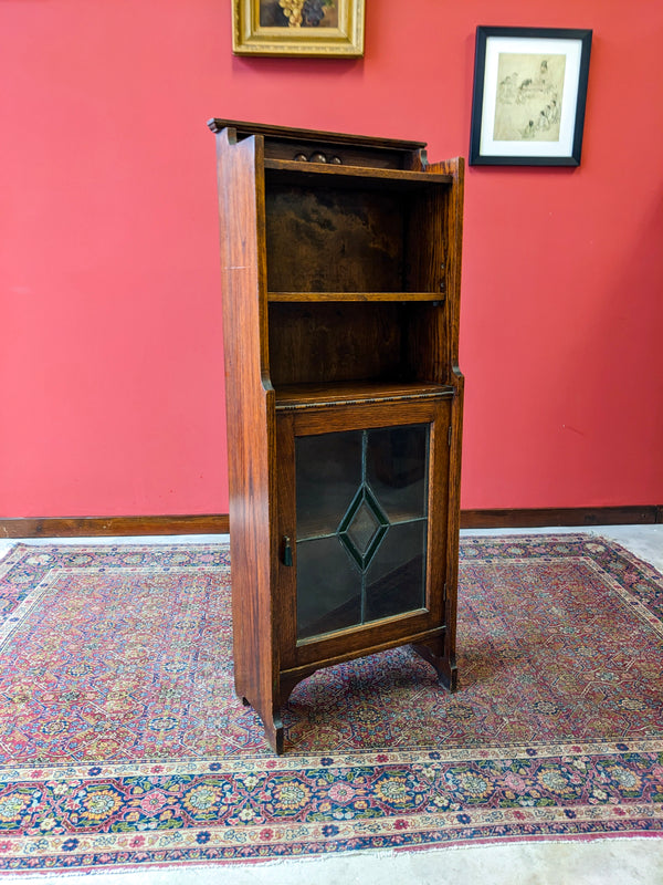 Antique Edwardian Oak Small Bookcase Cabinet