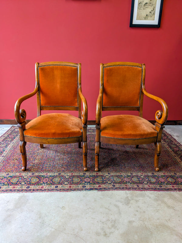 Pair of Antique Walnut French Library Chairs