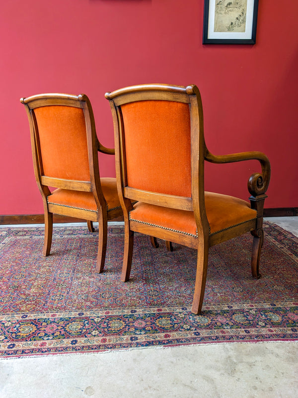 Pair of Antique Walnut French Library Chairs