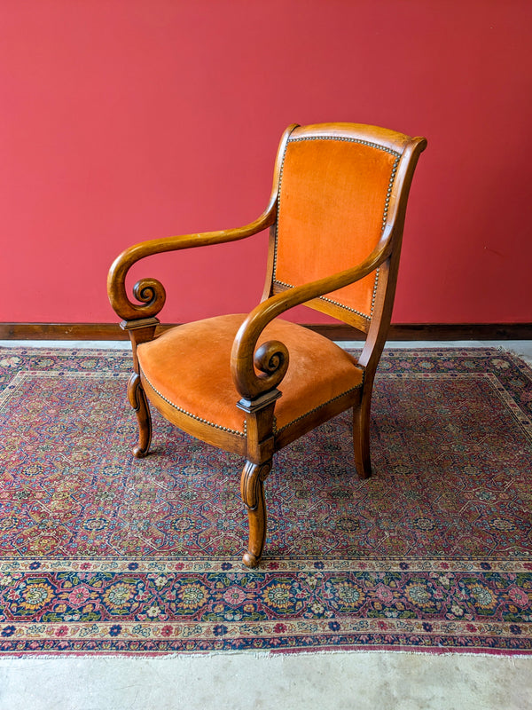 Pair of Antique Walnut French Library Chairs