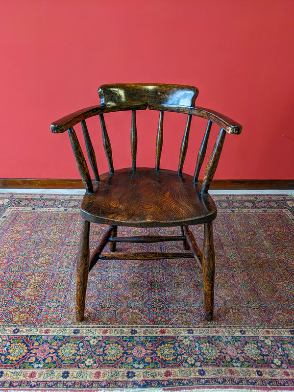 Early 20th Century Bow Back Teachers Desk Chair / Office Chair