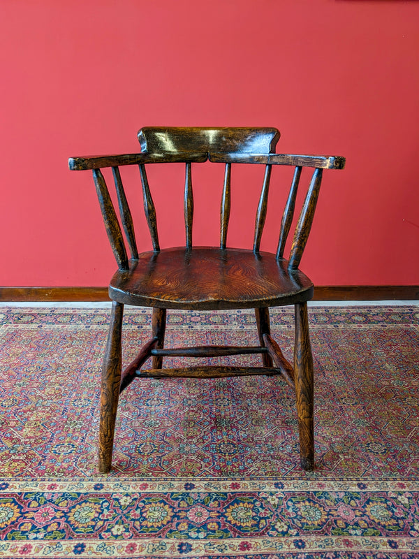 Early 20th Century Bow Back Teachers Desk Chair / Office Chair