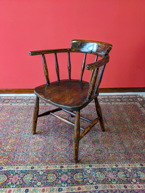 Early 20th Century Bow Back Teachers Desk Chair / Office Chair