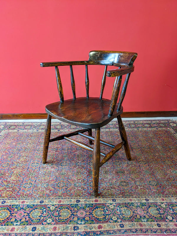 Early 20th Century Bow Back Teachers Desk Chair / Office Chair