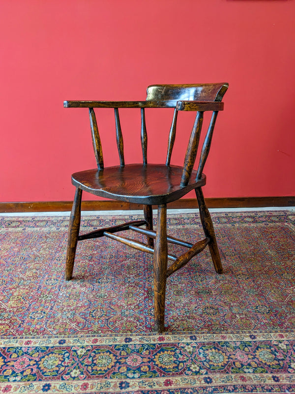 Early 20th Century Bow Back Teachers Desk Chair / Office Chair