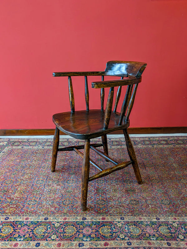 Early 20th Century Bow Back Teachers Desk Chair / Office Chair