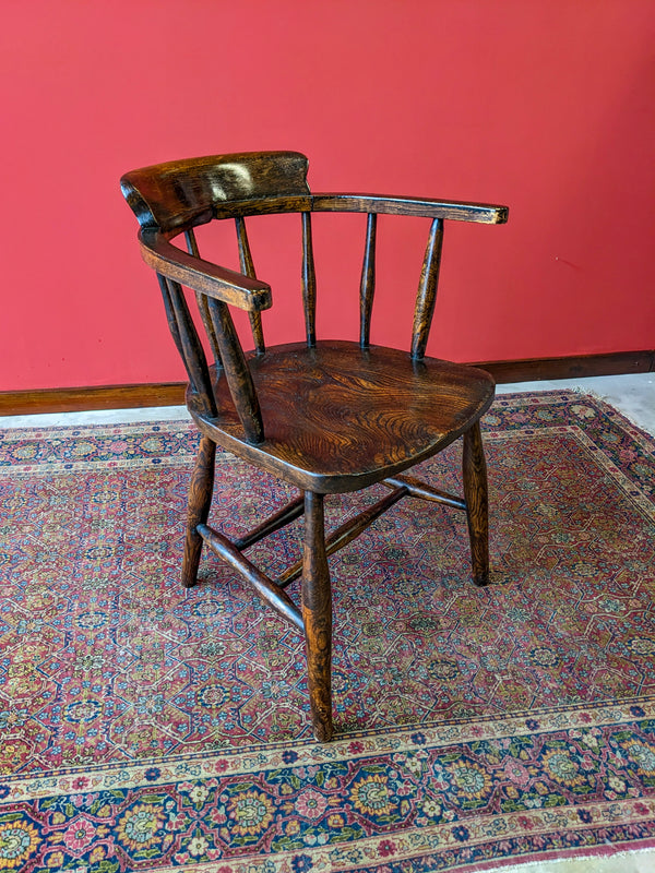 Early 20th Century Bow Back Teachers Desk Chair / Office Chair