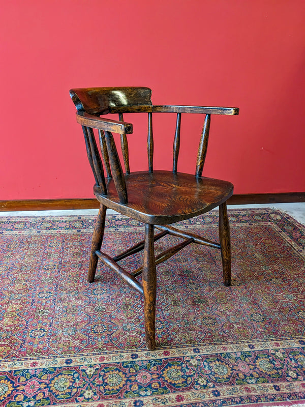 Early 20th Century Bow Back Teachers Desk Chair / Office Chair