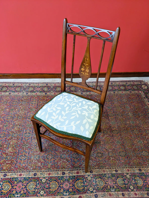 Antique Art Nouveau Arts & Crafts Inlaid Mahogany Side Chair