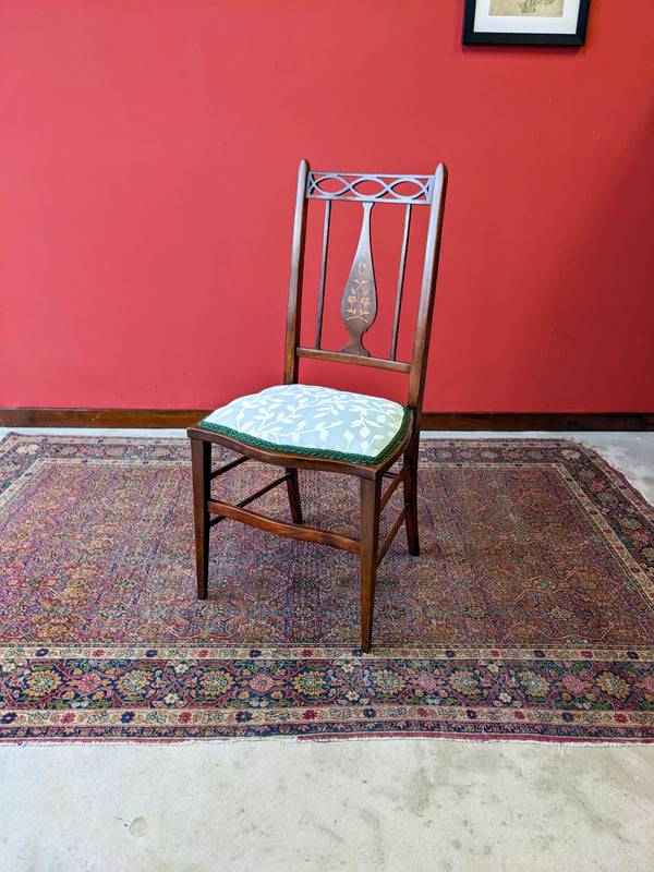 Antique Art Nouveau Arts & Crafts Inlaid Mahogany Side Chair