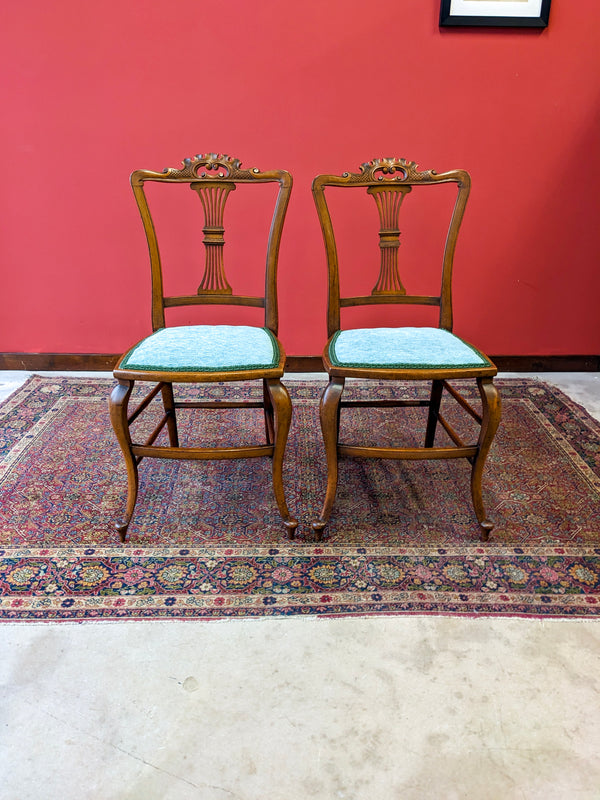Pair of Antique 19th Century Mahogany Parlour Chairs / Side Chairs