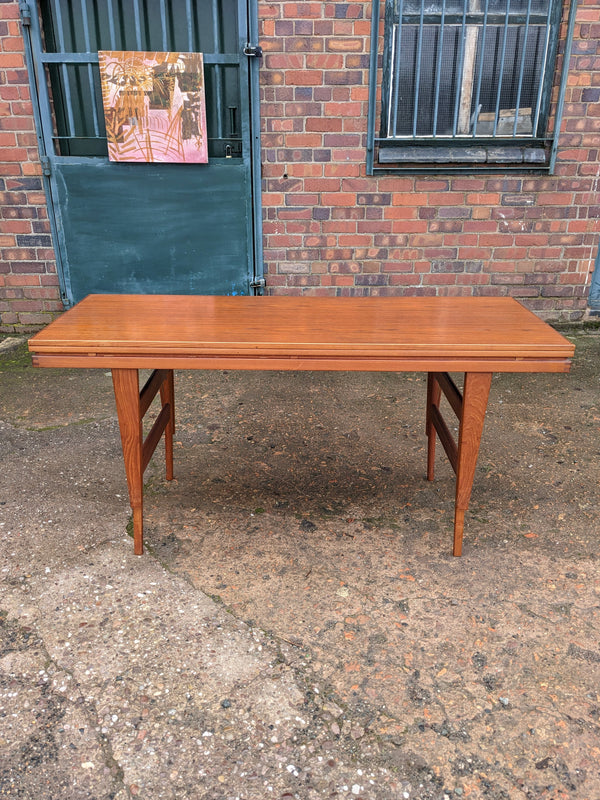 Mid Century Danish Metamorphic Rise & Fall Teak Dining Coffee Table by Trioh