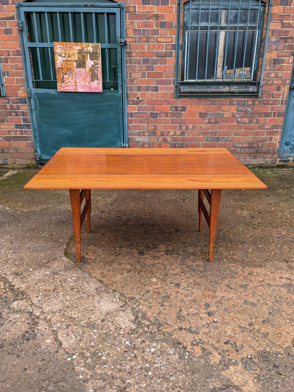 Mid Century Danish Metamorphic Rise & Fall Teak Dining Coffee Table by Trioh