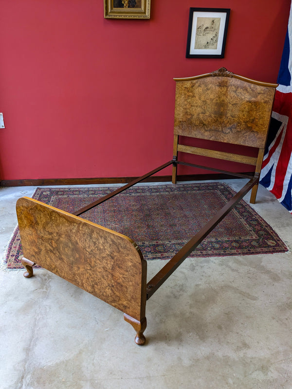 Mid Century Art Deco Style Burr Walnut Single Bed by Alfred Cox