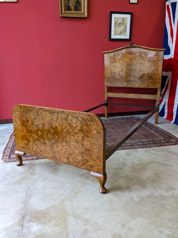 Mid Century Art Deco Style Burr Walnut Single Bed by Alfred Cox