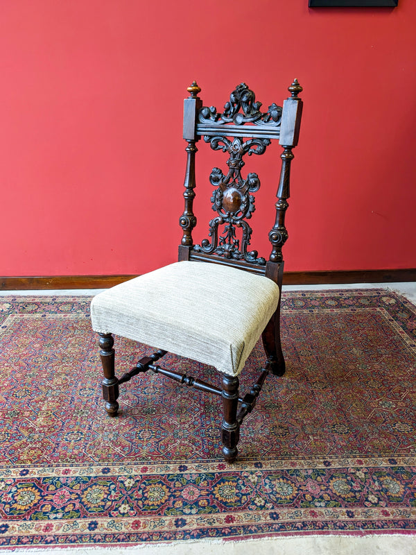 Antique Early Victorian Mahogany Carved Hall Chair