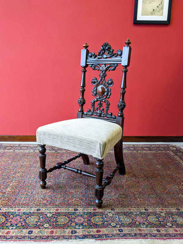 Antique Early Victorian Mahogany Carved Hall Chair