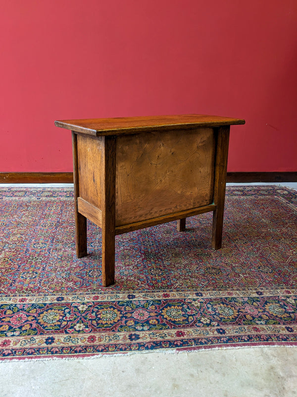 Antique Oak & Copper Risqué Side Table / Bedside