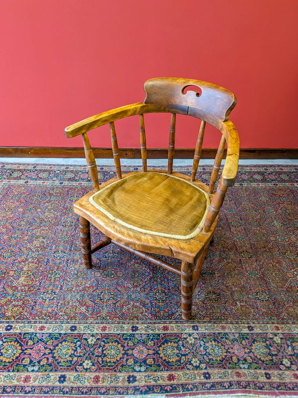 Antique Victorian Oak Captains Chair
