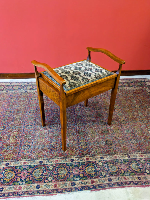 Antique Early 20th Century Walnut Piano Stool