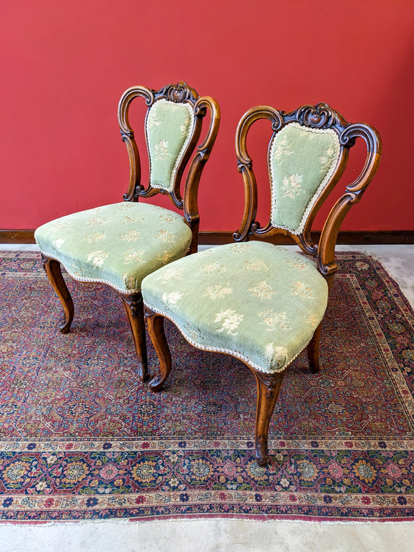 Pair of Antique Walnut Parlour Chairs by J. Kendall & Co