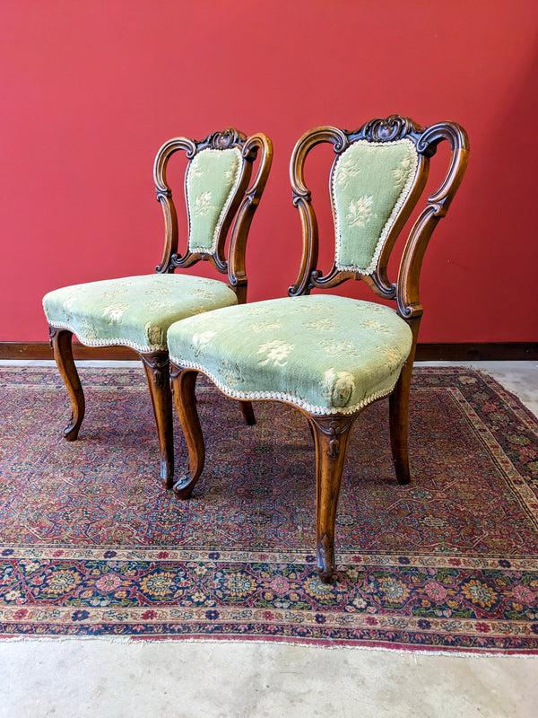 Pair of Antique Walnut Parlour Chairs by J. Kendall & Co