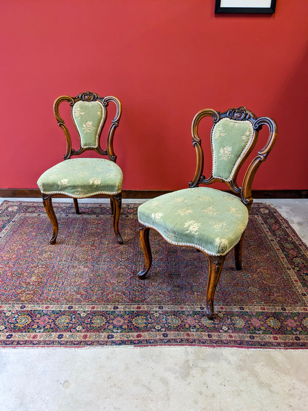 Pair of Antique Walnut Parlour Chairs by J. Kendall & Co