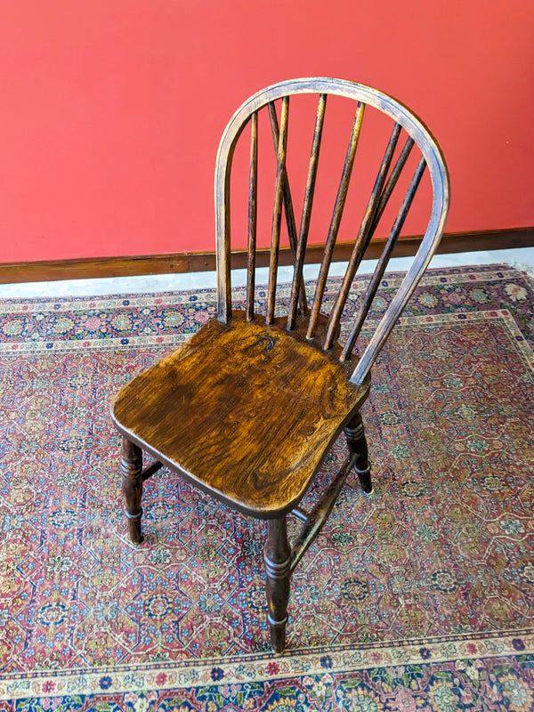 Set of 5 Antique Victorian Elm Spindle Back Dining Chairs