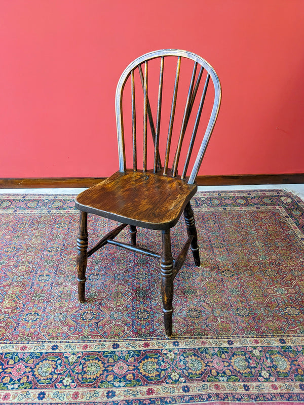 Set of 5 Antique Victorian Elm Spindle Back Dining Chairs