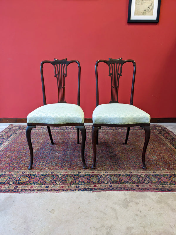 Pair of Antique Mahogany Parlour Chairs / Side Chairs by Christopher Pratt